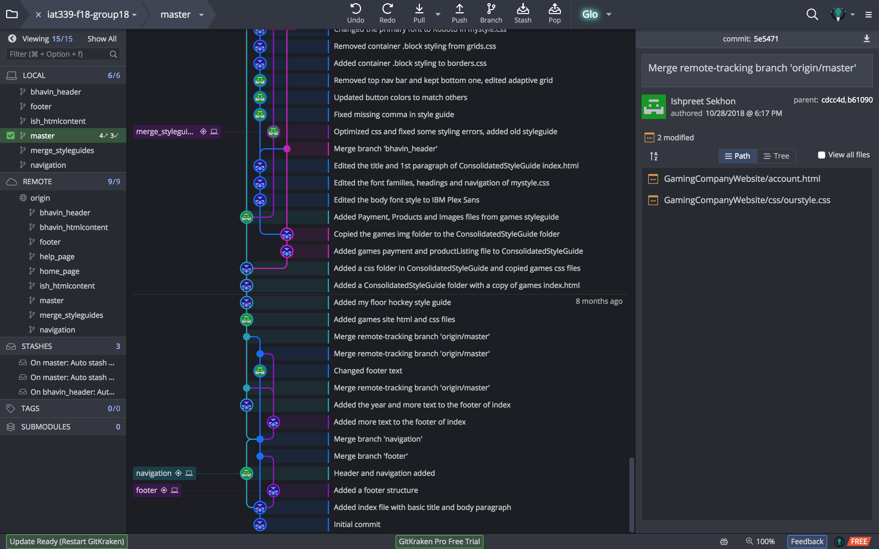 game now git repository view