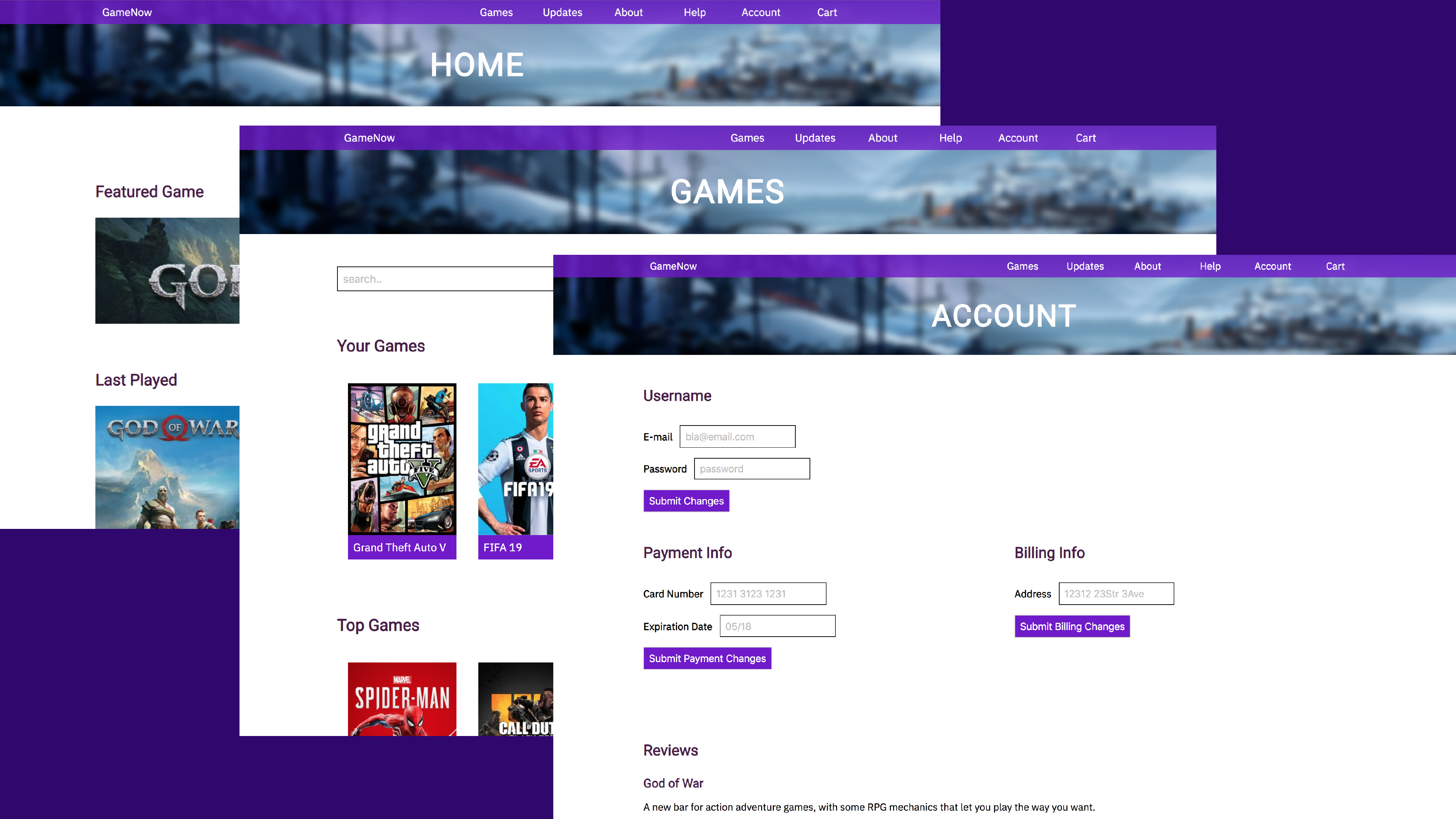 project 3 gamenow website